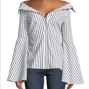 Caroline Constas Off-the-Shoulder Striped Top